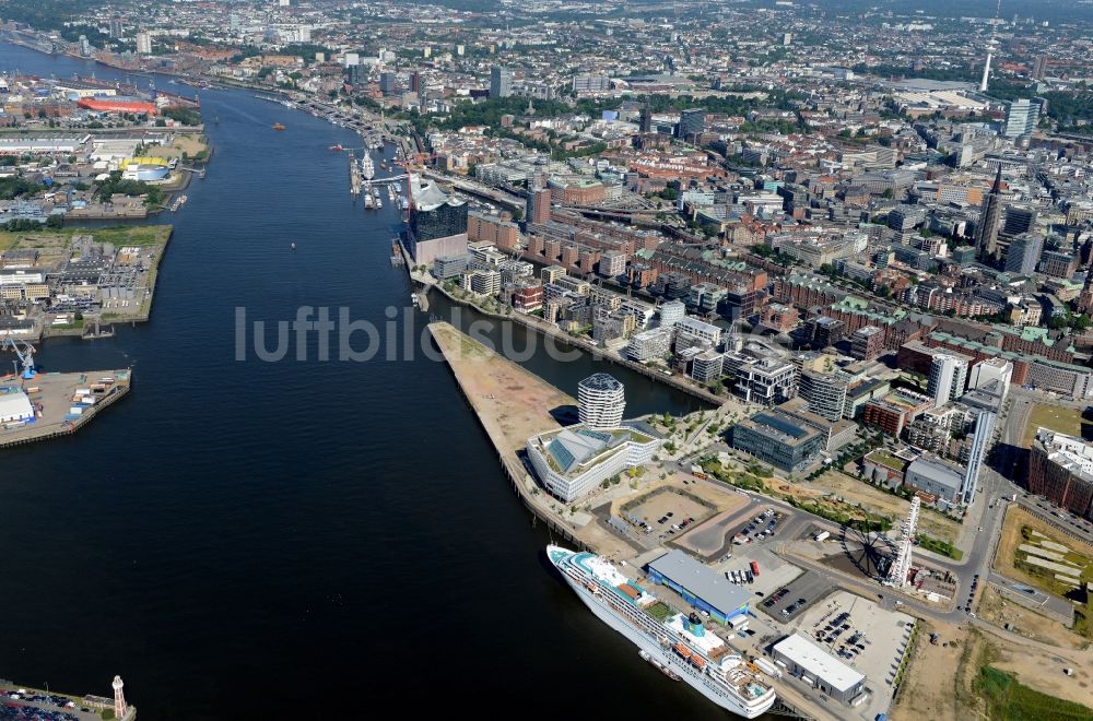 Luftbild Hamburg - Stadtteil Hafencity am Ufer der Norderelbe im Stadtgebiet in Hamburg