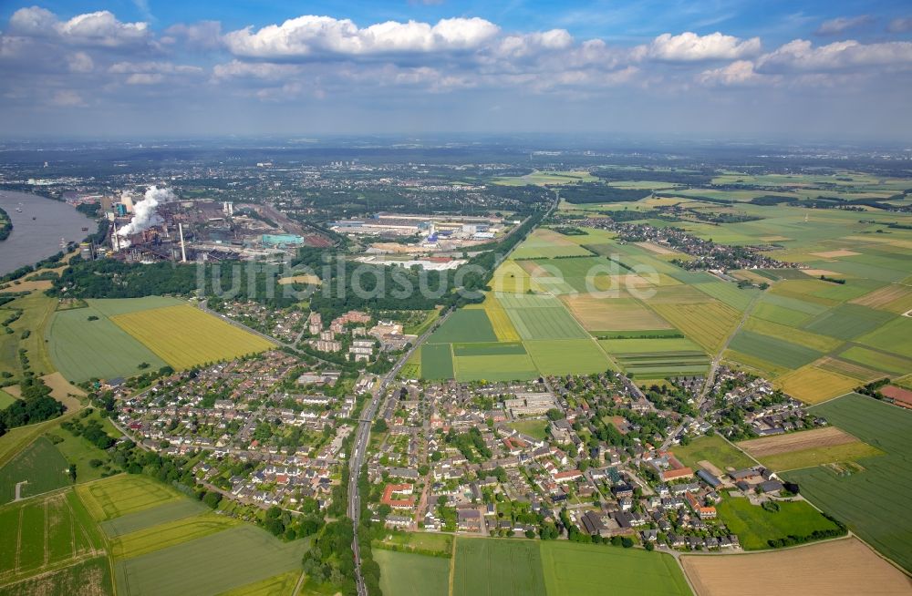 Duisburg aus der Vogelperspektive: Stadtteil Hüttensiedlung Ungelheim im Stadtgebiet in Duisburg im Bundesland Nordrhein-Westfalen