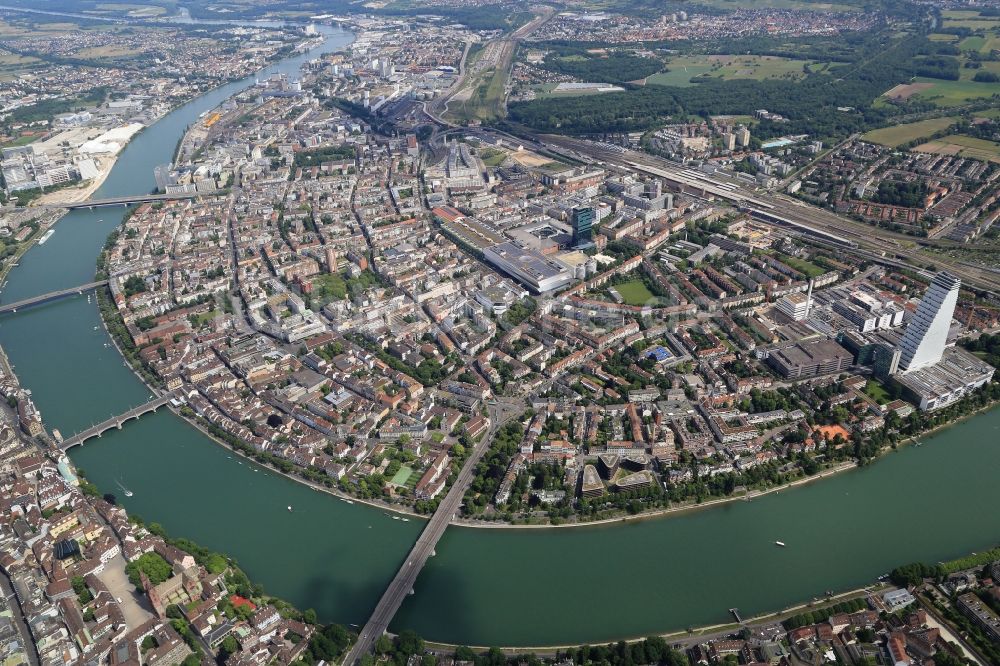 Luftbild Basel - Stadtteil Kleinbasel im Stadtgebiet in Basel in der Schweiz