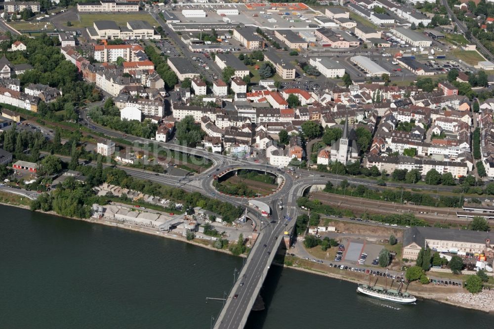 Luftbild Wiesbaden Mainz Kastel - Stadtteil Mainz-Kastel am Ufer des Rhein in Wiesbaden im Bundesland Hessen