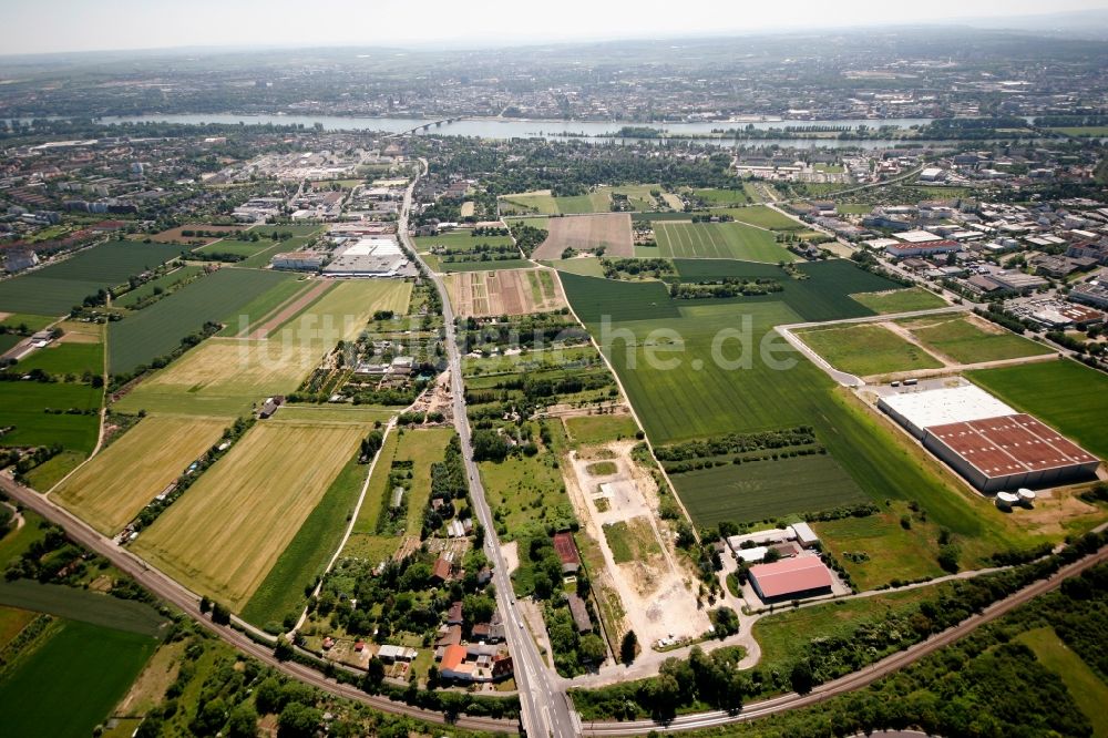 Luftbild Wiesbaden - Stadtteil Mainz-Kastel am Ufer des Rhein in Wiesbaden im Bundesland Hessen