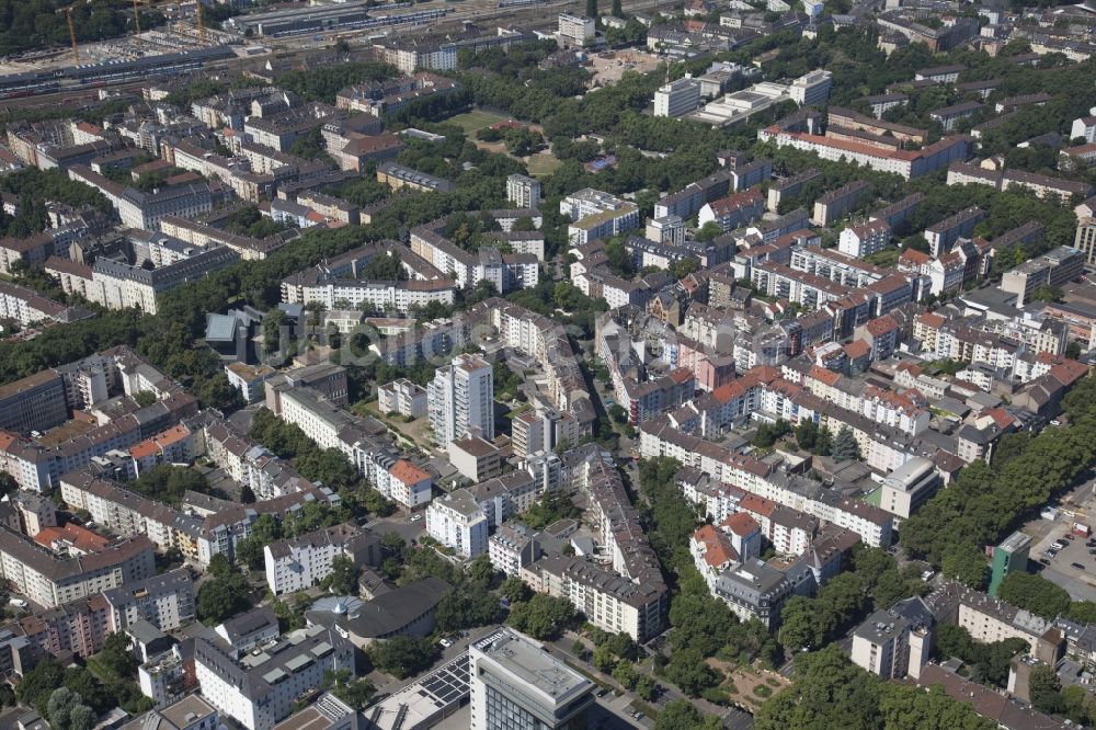 Mainz von oben - Stadtteil Mainz Neustadt im Stadtgebiet in Mainz im Bundesland Rheinland-Pfalz