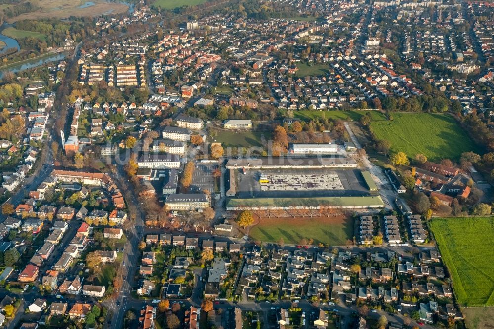 Hamm aus der Vogelperspektive: Stadtteil Mark dem Verwaltungsgebäude der Außenstelle des Bundesverwaltungsamtes in Hamm im Bundesland Nordrhein-Westfalen