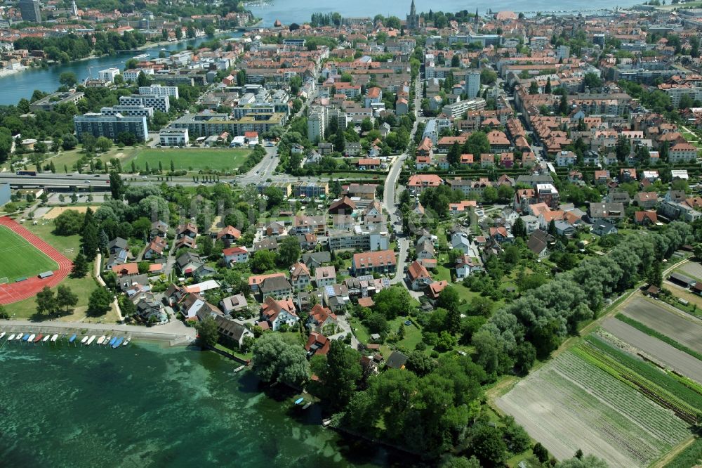 Konstanz aus der Vogelperspektive: Stadtteil Paradies in Konstanz im Bundesland Baden-Württemberg