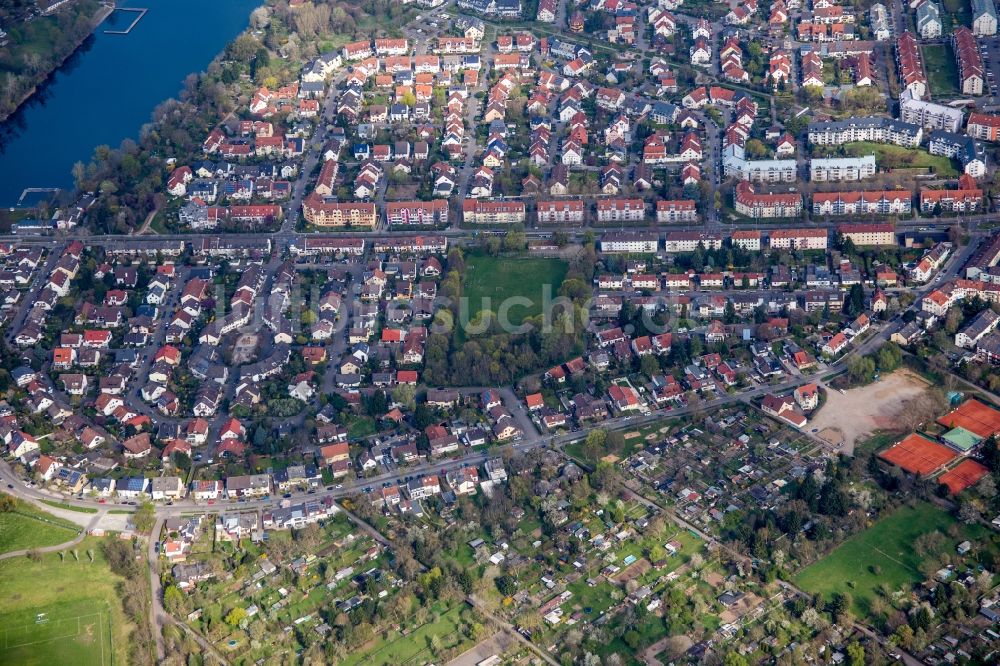 Mannheim von oben - Stadtteil an der Rheingoldstraße im Stadtgebiet im Ortsteil Neckarau in Mannheim im Bundesland Baden-Württemberg, Deutschland