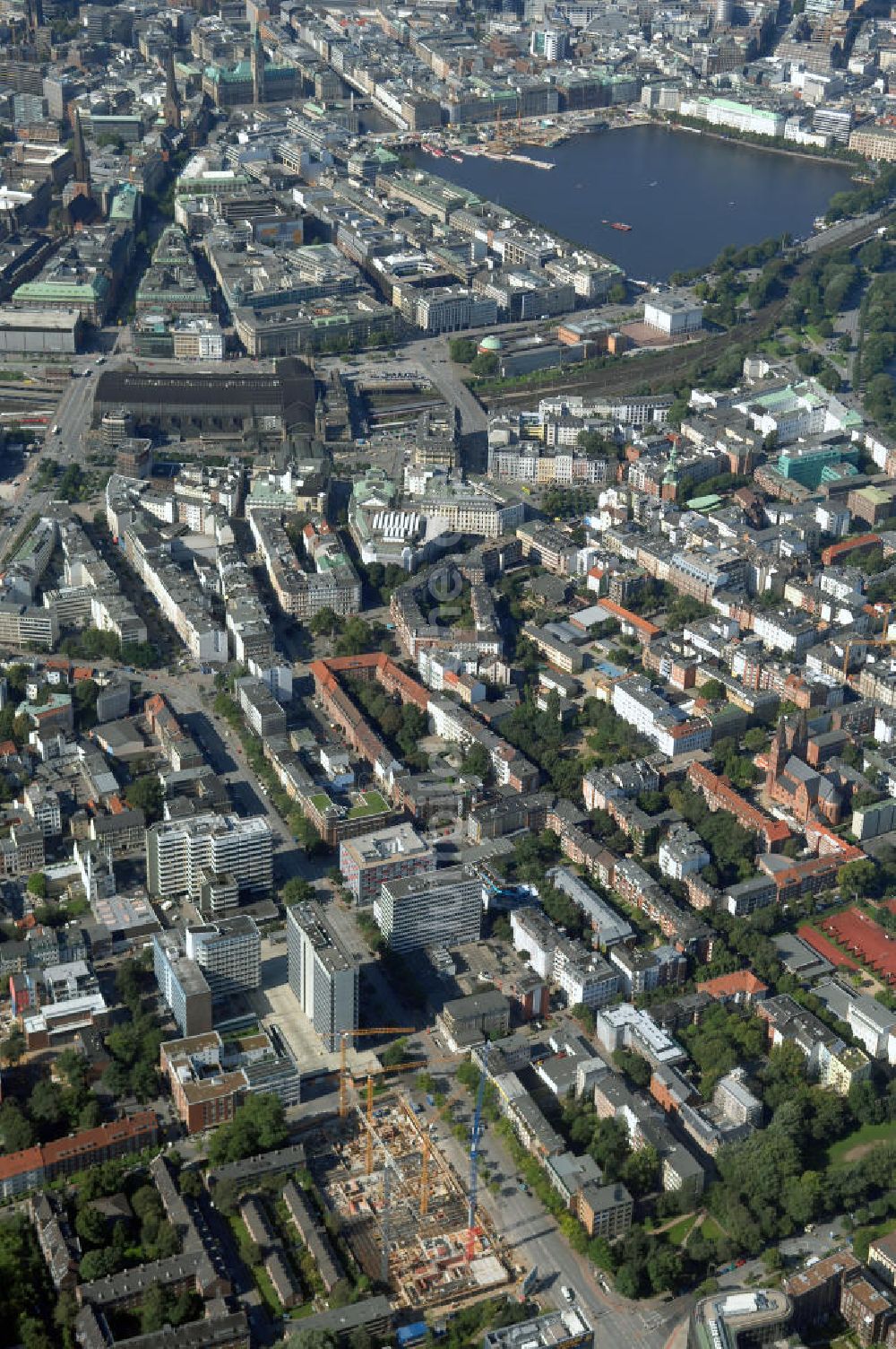 Luftaufnahme Hamburg - Stadtteil Sankt Georg und Altstadt Hamburg