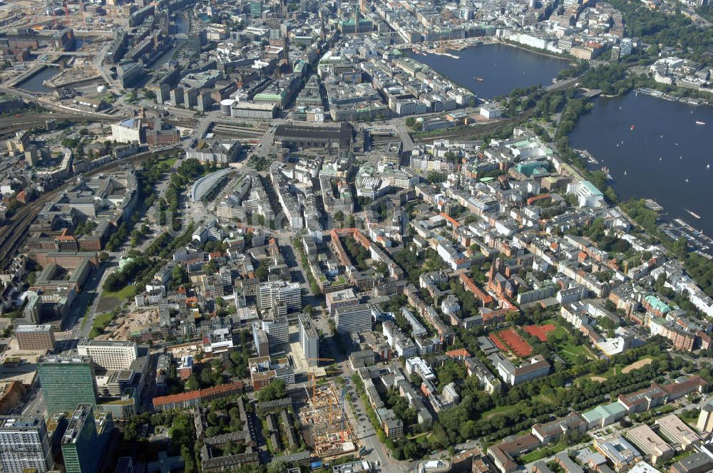 Hamburg von oben - Stadtteil Sankt Georg und Altstadt Hamburg