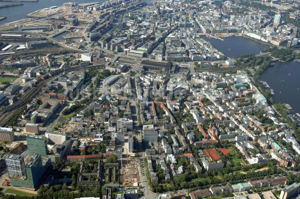 Hamburg aus der Vogelperspektive: Stadtteil Sankt Georg und Altstadt Hamburg