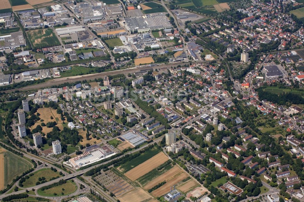 Lahr/Schwarzwald aus der Vogelperspektive: Stadtteil im Stadtgebiet in Lahr/Schwarzwald im Bundesland Baden-Württemberg