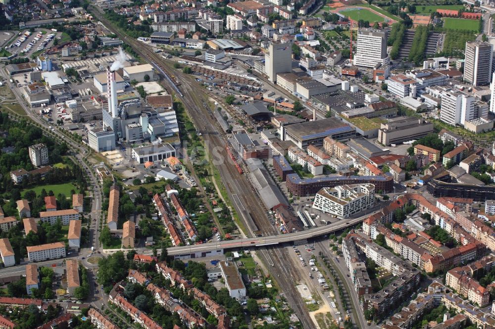 Luftaufnahme Basel - Stadtteil VoltaNord ist Entwicklungsgebiet im Ortsteil Sankt Johann in Basel in Schweiz