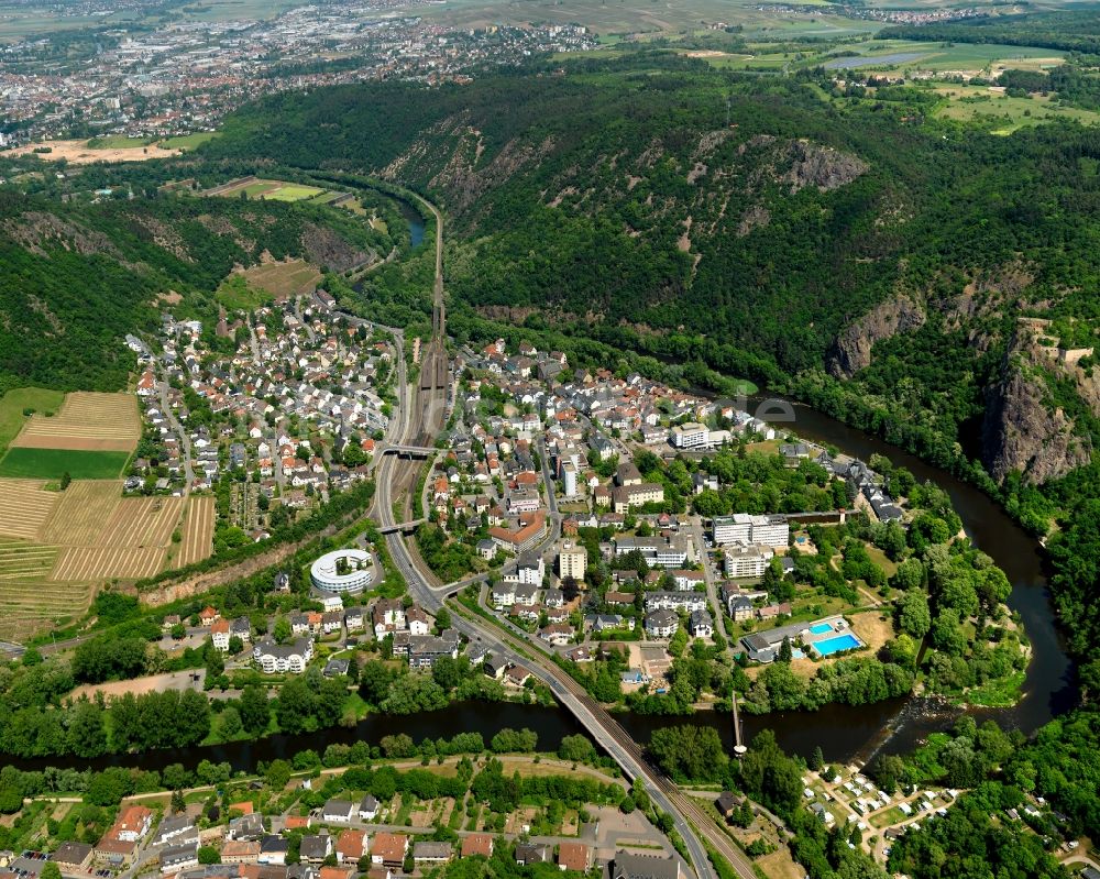 Bad Münster am Stein-Ebernburg von oben - Stadtteilansicht von Bad Münster am Stein-Ebernburg im Bundesland Rheinland-Pfalz