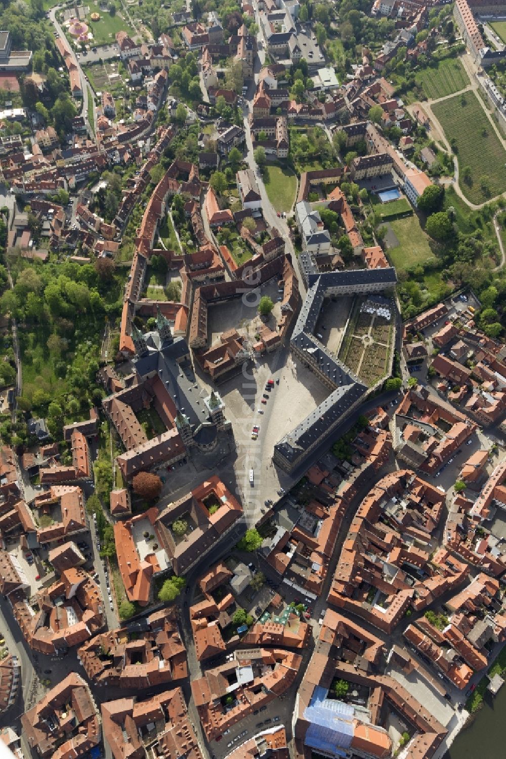 Bamberg von oben - Stadtteilansicht von Bamberg im Regierungsbezirk Oberfranken im Bundesland Bayern