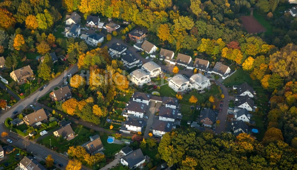 Luftaufnahme Gladbeck - Stadtteilansicht des Baugebietes Bloomshof-West und des Wodzislawwegs im herbstlichen Gladbeck im Bundesland Nordrhein-Westfalen