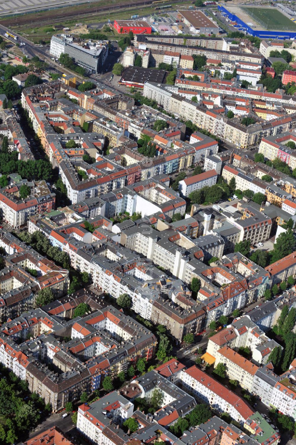 Berlin von oben - Stadtteilansicht Berlin-Friedrichshain