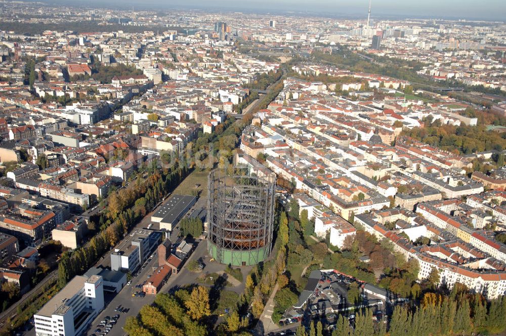 Luftbild Berlin - Stadtteilansicht Berlin-Schöneberg mit Gasometer