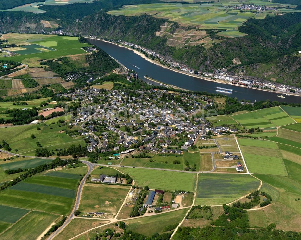 Sankt Goar von oben - Stadtteilansicht von Biebernheim in Sankt Goar im Bundesland Rheinland-Pfalz