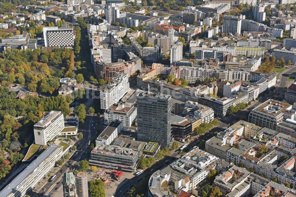 Berlin von oben - Stadtteilansicht der City West um den Breitscheidplatz mit dem Europa Center im Ortsteil Charlottenburg in Berlin