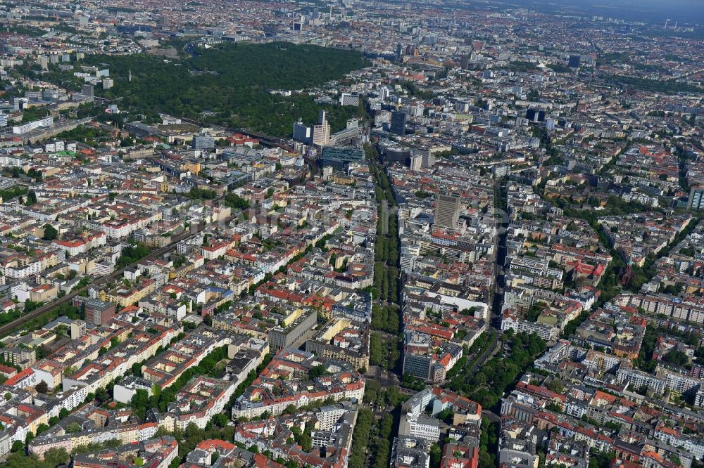 Luftaufnahme Berlin - Stadtteilansicht der City West am Kudammm Kurfürstendamm in Berlin - Charlottenburg