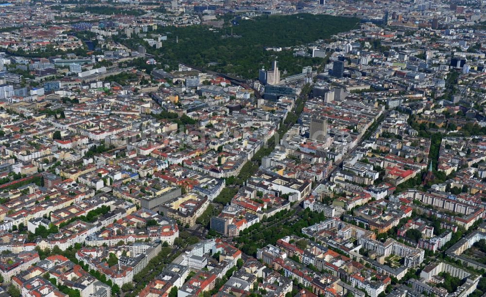 Luftbild Berlin - Stadtteilansicht der City West am Kudammm Kurfürstendamm in Berlin - Charlottenburg