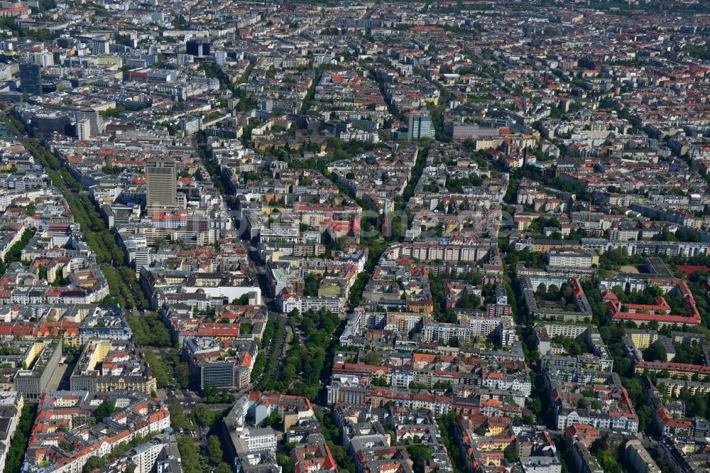 Luftbild Berlin - Stadtteilansicht der City West am Kudammm Kurfürstendamm in Berlin - Charlottenburg