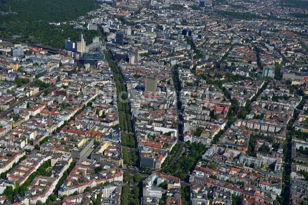 Luftaufnahme Berlin - Stadtteilansicht der City West am Kudammm Kurfürstendamm in Berlin - Charlottenburg