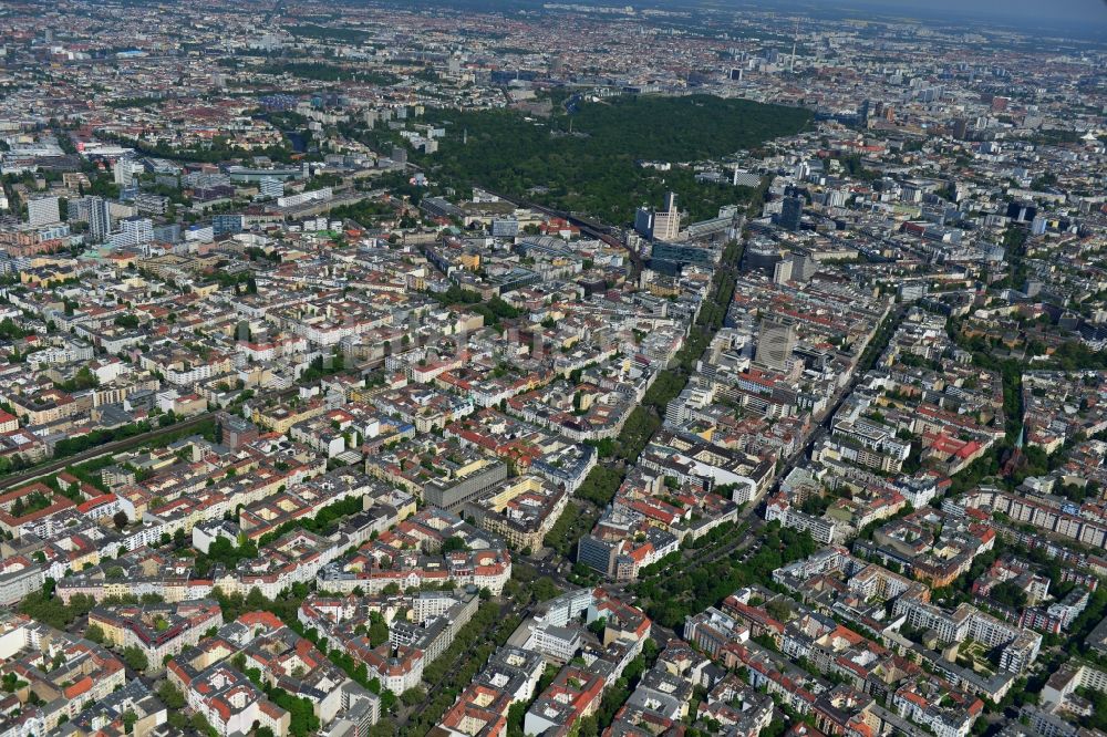 Luftbild Berlin - Stadtteilansicht der City West am Kudammm Kurfürstendamm in Berlin - Charlottenburg