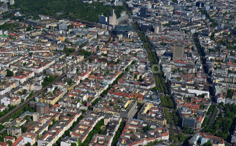 Luftbild Berlin - Stadtteilansicht der City West am Kudammm Kurfürstendamm in Berlin - Charlottenburg