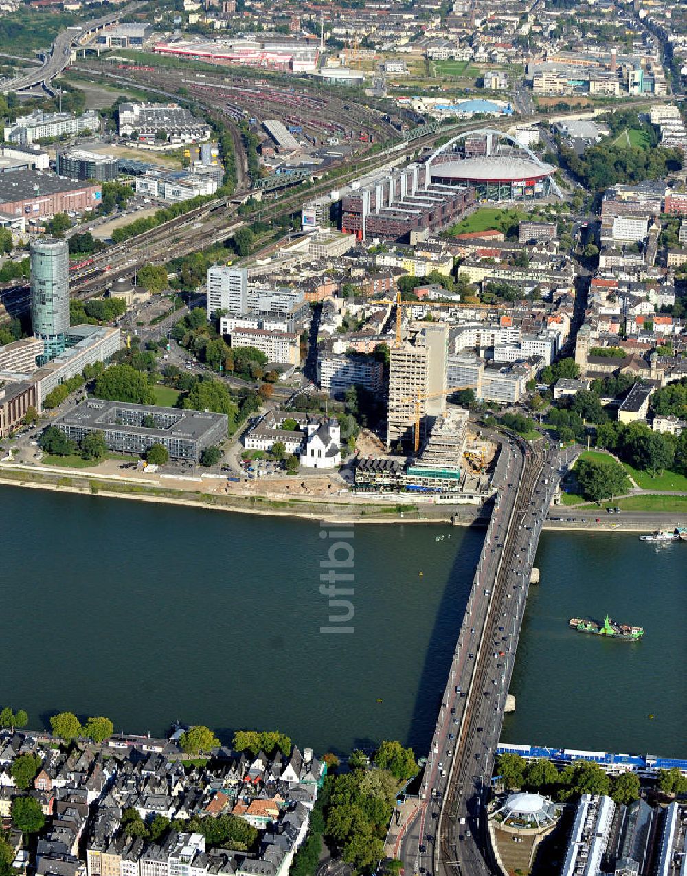 Luftaufnahme Köln - Stadtteilansicht Deutzer Brücke in Köln