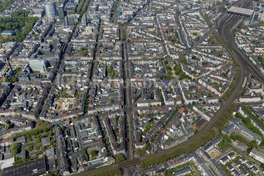 Düsseldorf aus der Vogelperspektive: Stadtteilansicht der Friedrichstadt in Düsseldorf in Nordrhein-Westfalen NRW