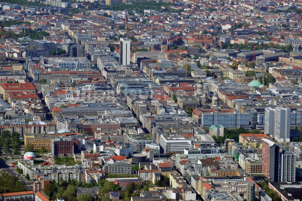 Luftaufnahme Berlin Mitte - Stadtteilansicht Friedrichstraße - Leipziger Straße in Berlin Mitte