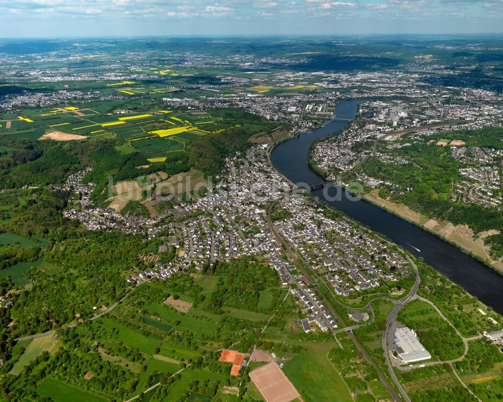 Luftaufnahme Koblenz - Stadtteilansicht von Güls in Koblenz im Bundesland Rheinland-Pfalz