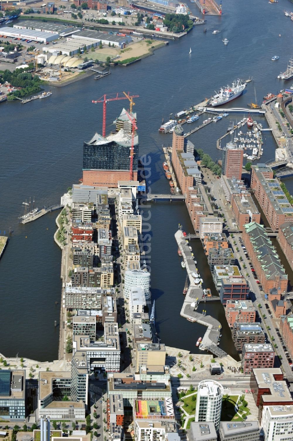 Luftaufnahme Hamburg - Stadtteilansicht von der Hafencity in Hamburg