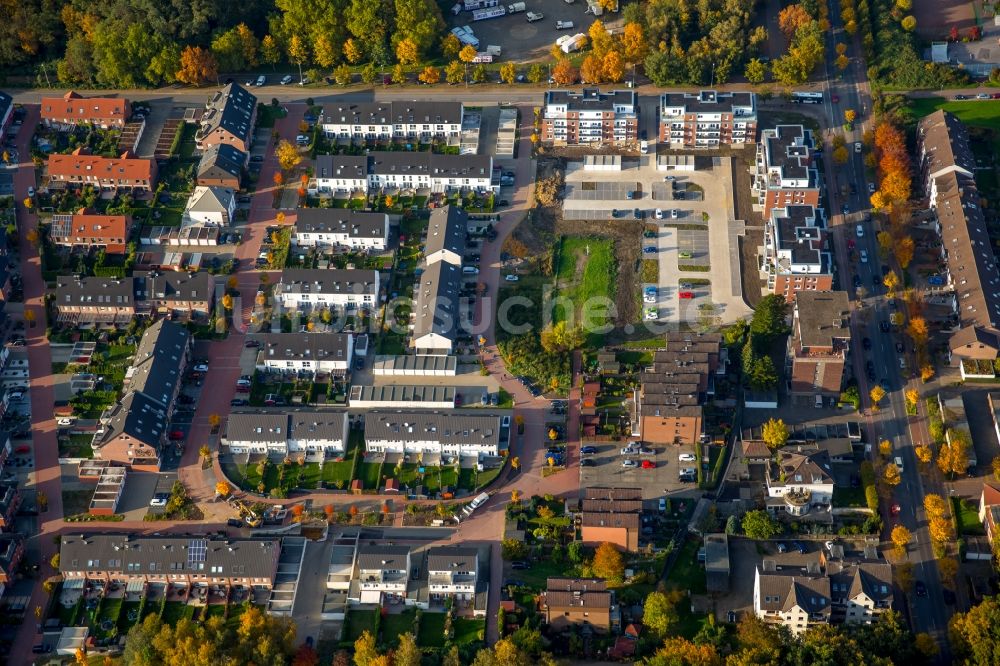 Gladbeck aus der Vogelperspektive: Stadtteilansicht des herbstlichen Wohngebietes an der Bergmannstraße und Wilhelm-Olejnik-Straße in Gladbeck im Bundesland Nordrhein-Westfalen