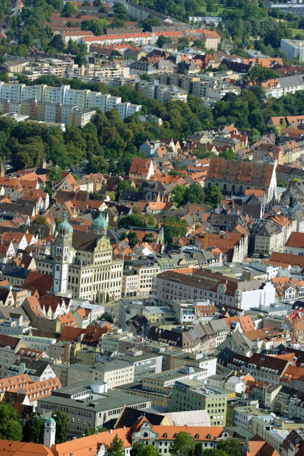 Luftaufnahme Augsburg Stadtteilansicht Der Historischen Innenstadt Von Augsburg Im Bundesland Bayern