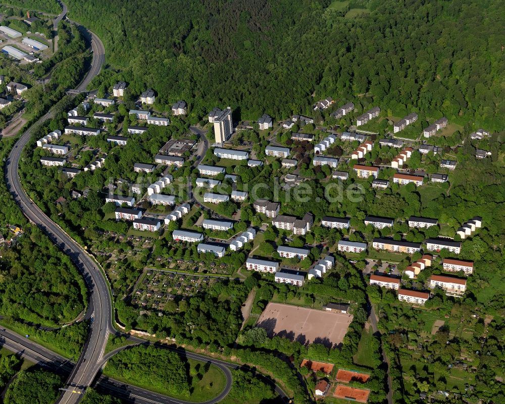 Koblenz von oben - Stadtteilansicht von Horchheim in Koblenz im Bundesland Rheinland-Pfalz