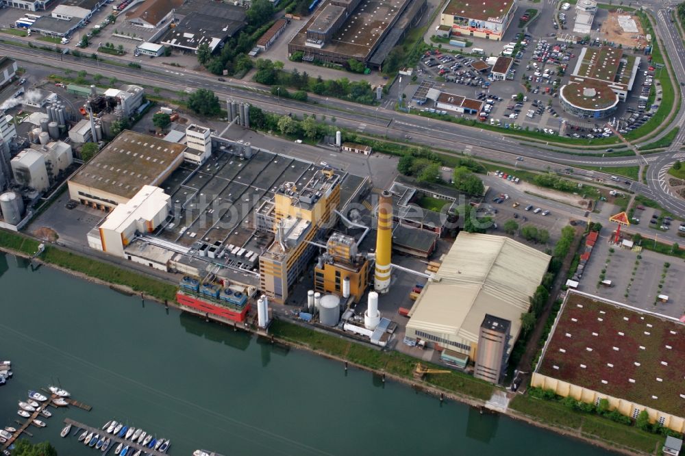 Luftbild Mainz - Stadtteilansicht des Industriegebietes am Rhein im Stadtteil Mombach in Mainz im Bundesland Rheinland-Pfalz