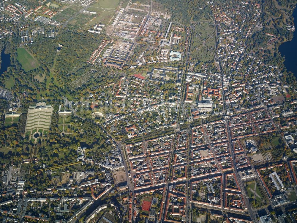 Luftaufnahme Potsdam - Stadtteilansicht der Innenstadt und Altstadt von Potsdam im Bundesland Brandenburg