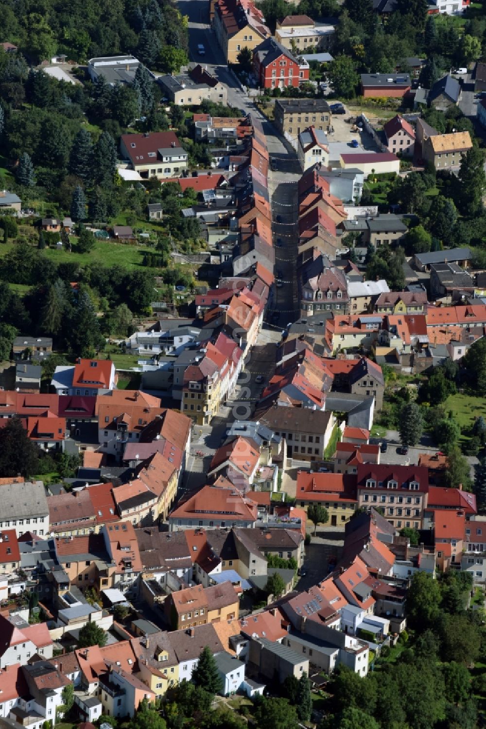 Kamenz von oben - Stadtteilansicht von Kamenz im Bundesland Sachsen