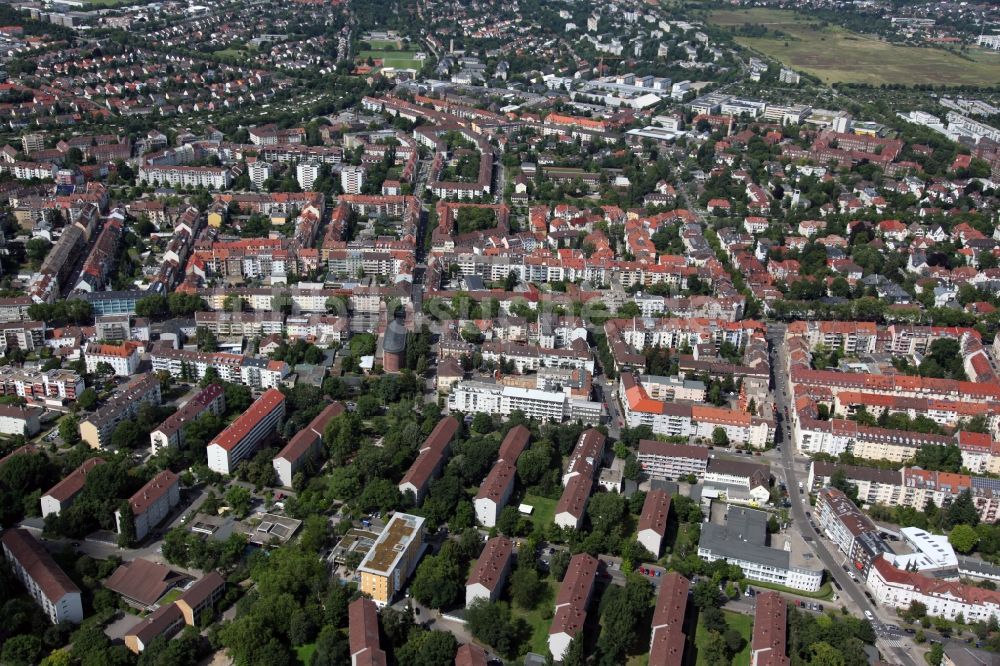 Karlsruhe von oben - Stadtteilansicht von Karlsruhe im Bundesland Baden-Württemberg