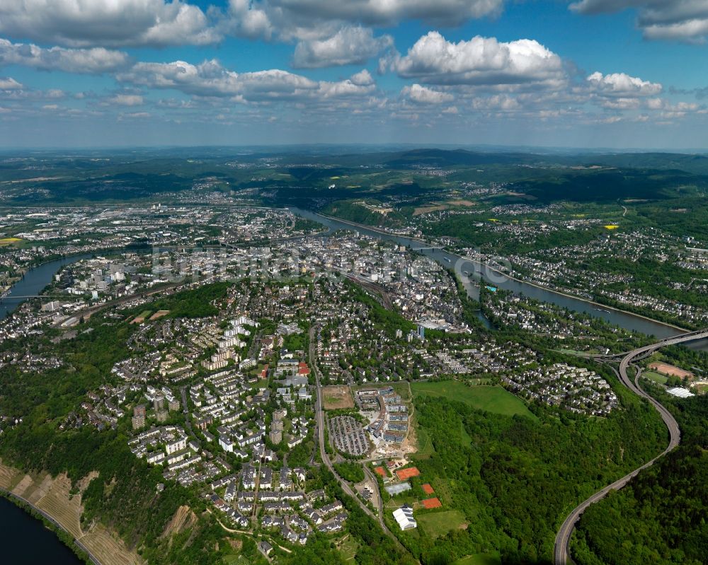 Luftbild Koblenz - Stadtteilansicht von Koblenz-Karthause in Koblenz im Bundesland Rheinland-Pfalz