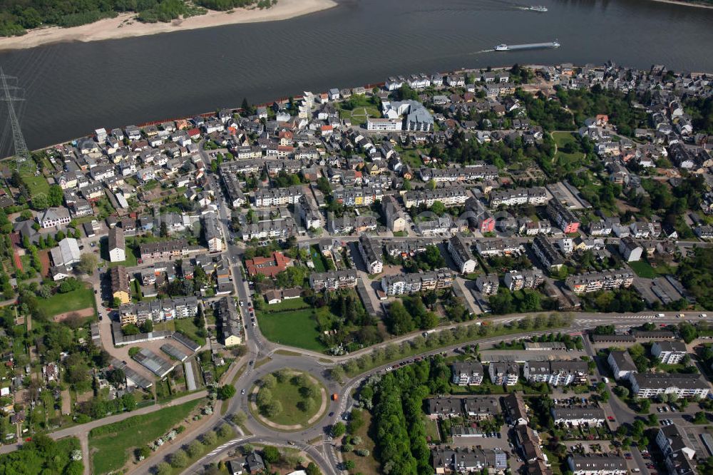 Luftbild Koblenz Wallersheim - Stadtteilansicht Koblenz Wallersheim am Rheinufer