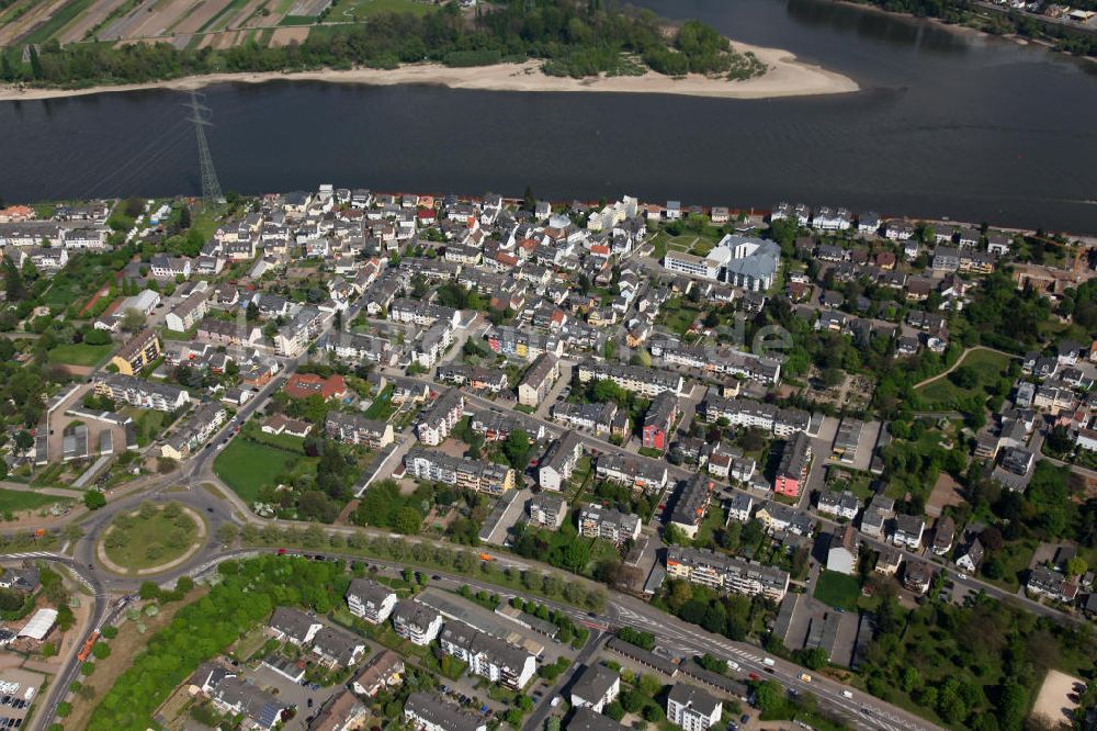 Koblenz Wallersheim von oben - Stadtteilansicht Koblenz Wallersheim am Rheinufer