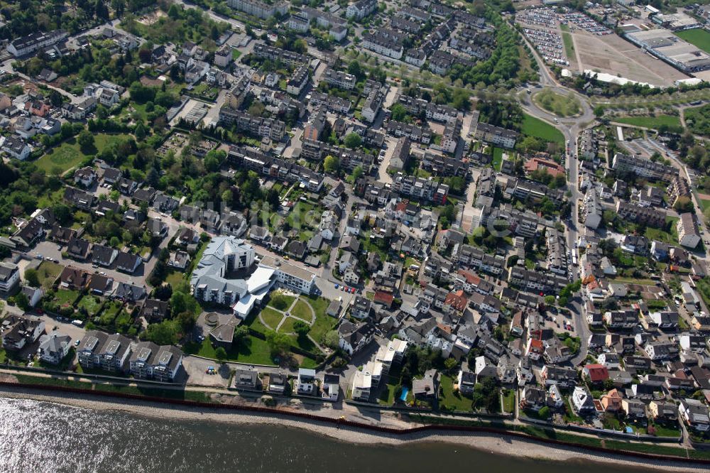 Luftaufnahme Koblenz Wallersheim - Stadtteilansicht Koblenz Wallersheim am Rheinufer