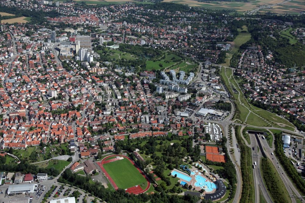 Leonberg von oben - Stadtteilansicht von Leonberg im Bundesland Baden-Württemberg