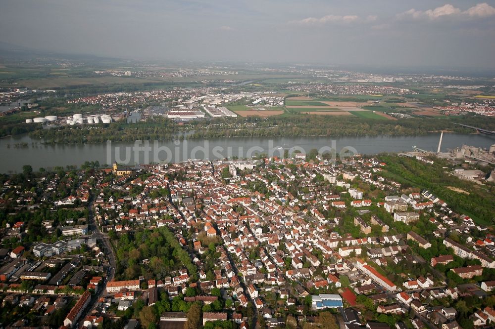 Mainz von oben - Stadtteilansicht von Mainz Weisenau im Bundesland Rheinland-Pfalz