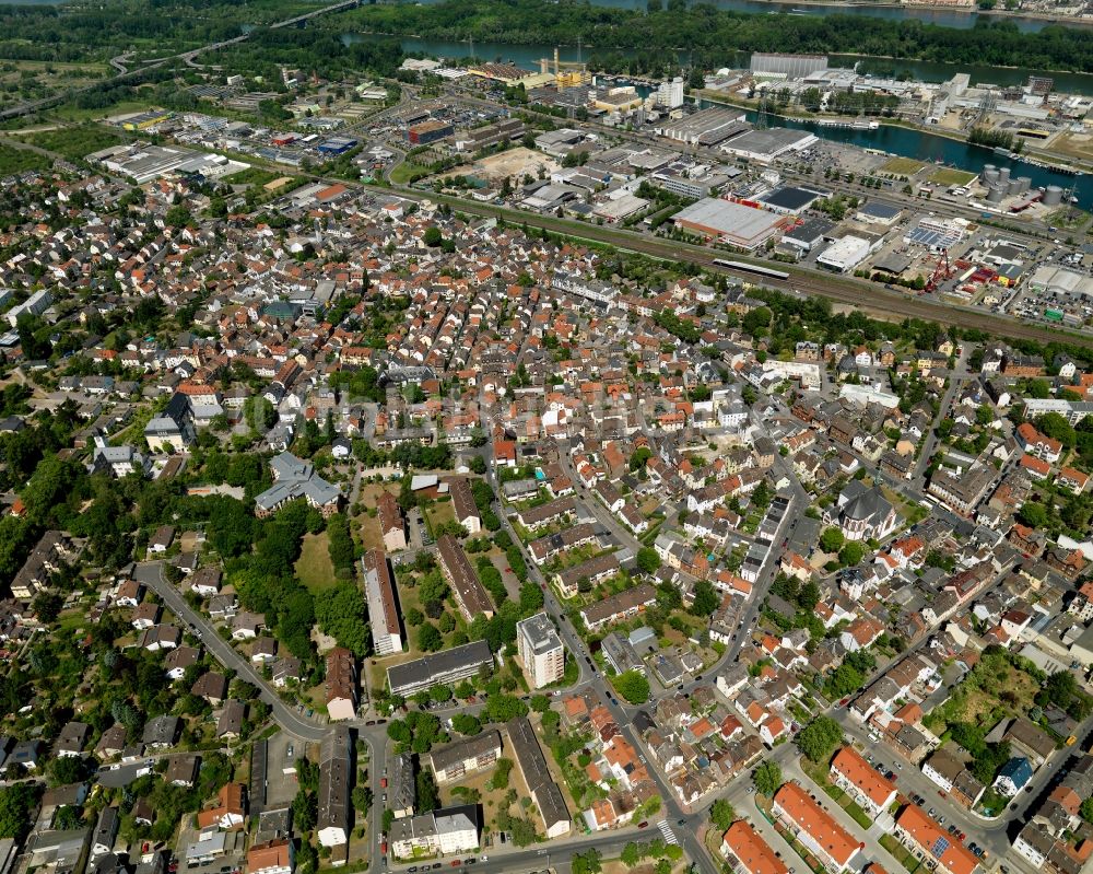 Mainz aus der Vogelperspektive: Stadtteilansicht von Mombach in Mainz im Bundesland Rheinland-Pfalz