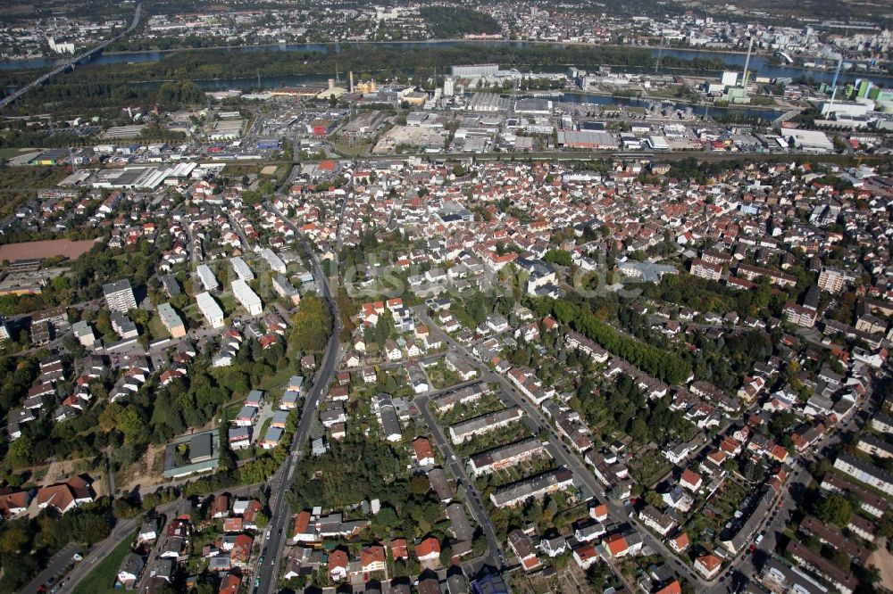 Luftbild Mainz - Stadtteilansicht von Mombach in Mainz im Bundesland Rheinland-Pfalz