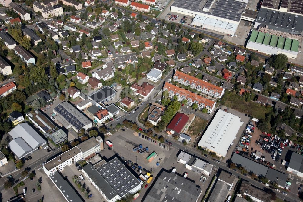 Mainz aus der Vogelperspektive: Stadtteilansicht von Mombach in Mainz im Bundesland Rheinland-Pfalz