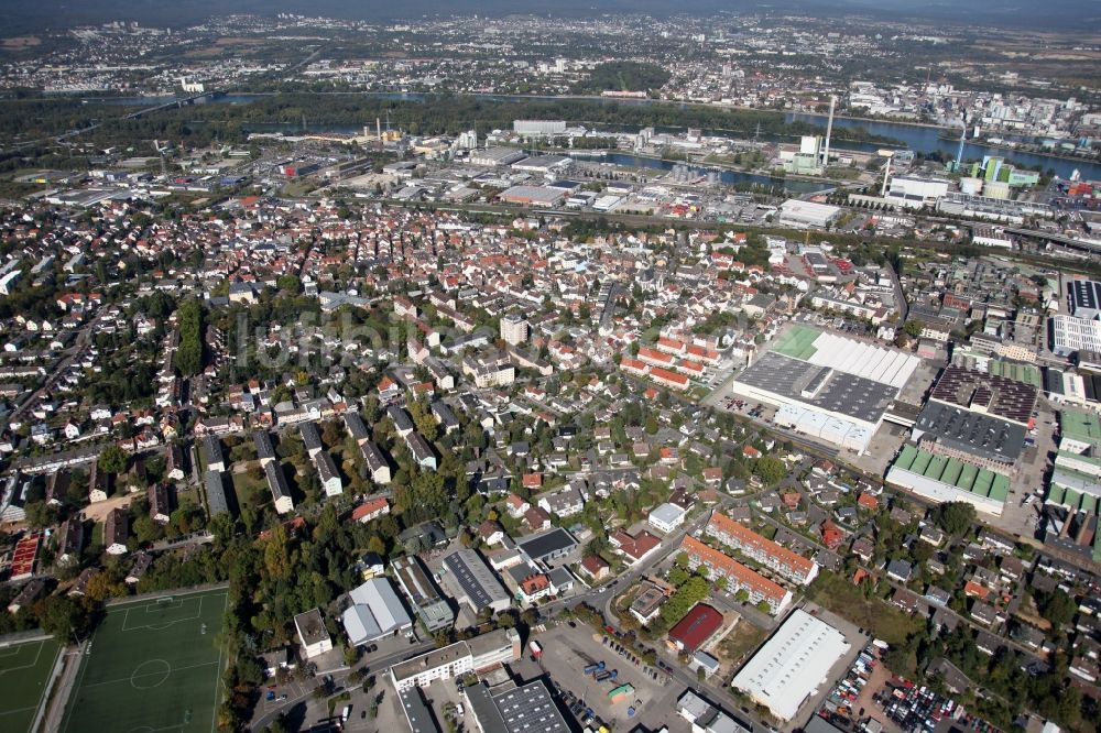 Luftbild Mainz - Stadtteilansicht von Mombach in Mainz im Bundesland Rheinland-Pfalz