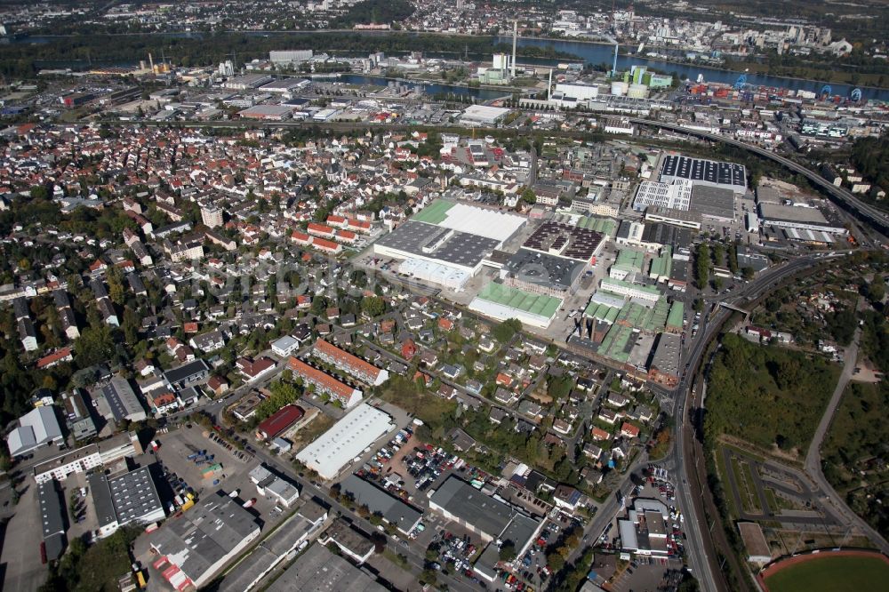 Luftbild Mainz - Stadtteilansicht von Mombach in Mainz im Bundesland Rheinland-Pfalz